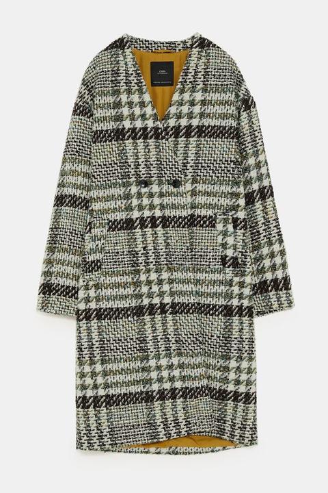 Cappotto A Quadri In Tweed