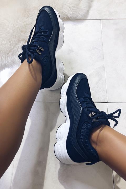 Cara Navy Chunky Sole Fashion Trainer