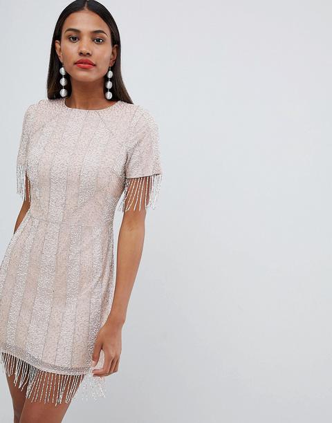 Vestido Recto Midi Con Adorno Delicado Y Borla En La Manga De Asos Design Premium