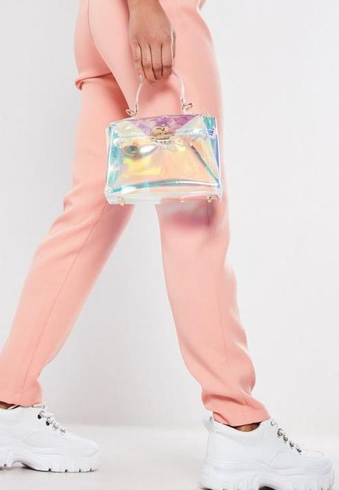 Pink Transparent Iridescent Mini Handbag, Pink