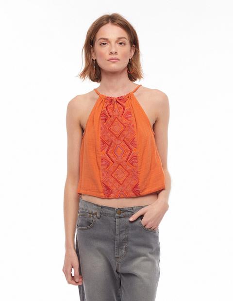 Top Halter Bordados Naranja