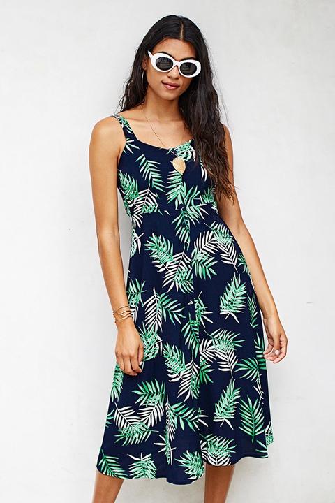 Vestido De Chaleco Con Estampado De Hojas