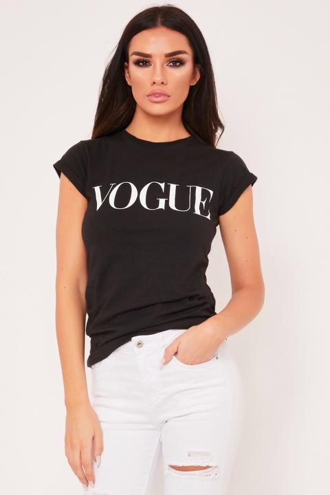 Veronica Black Vogue Slogan T-shirt