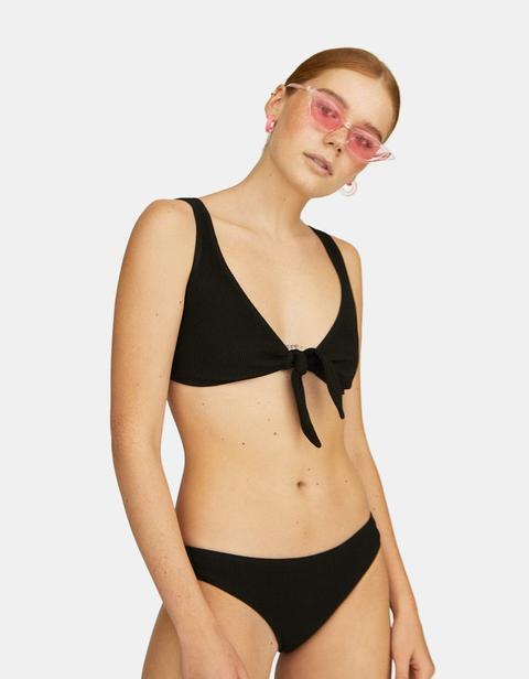 Top Bikini Con Nodo Sul Davanti Nero