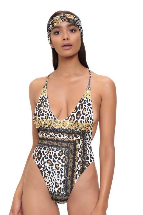 Leopard Print Low Back Swimsuit