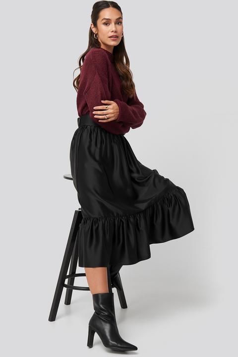 Na-kd Trend Belted Satin Skirt - Black