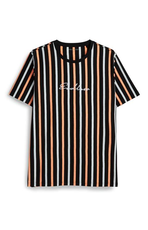 Camiseta De Rayas Negras Y Naranjas Fluorescente Primark en 21 Buttons