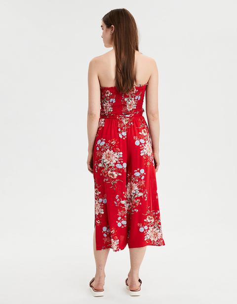 smocked tube jumpsuit