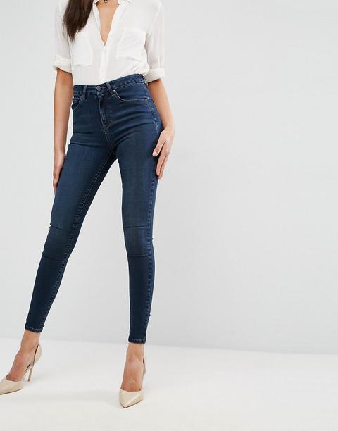 Asos Design "sculpt Me" - Jeans Premium A Vita Alta Lavaggio Blu Scuro - Blu