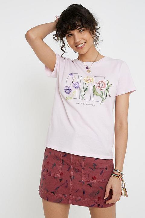 Uo Mountain Flowers T-shirt - Purple M At Urban Outfitters