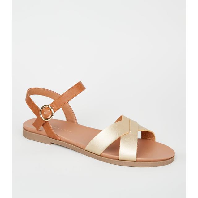 new look wide fit gold sandals