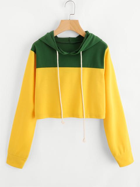 Color Block Crop Hoodie