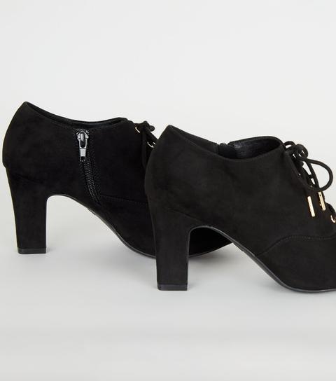 Wide Fit Black Suedette Lace Up Shoe 