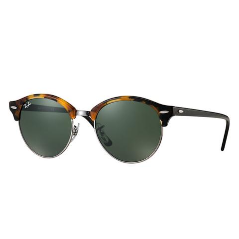 Ray Ban Clubround Unisex Sunglasses Lenti: Verde, Montatura: Nero - Rb4246 1157 51-19