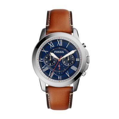 Montre Grant Chronographe En Cuir Brun Clair