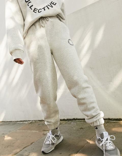 Joggers Grises Jaspeados Extragrandes Con Logo De Asos Weekend Collective