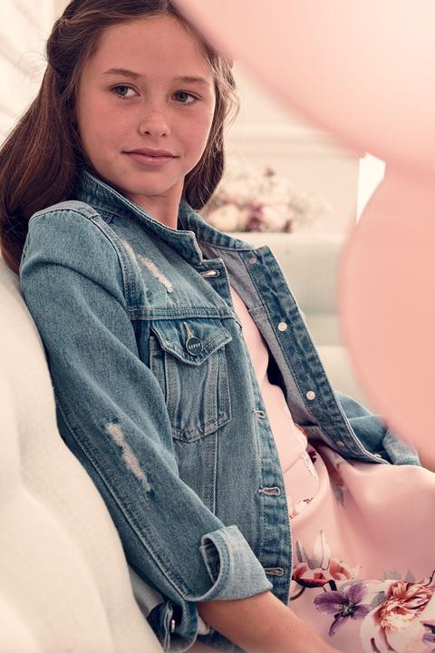 girls distressed denim jacket