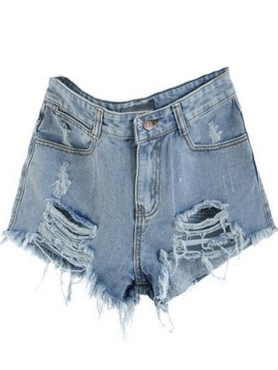 Short Denim Roto Tiro Medioazul