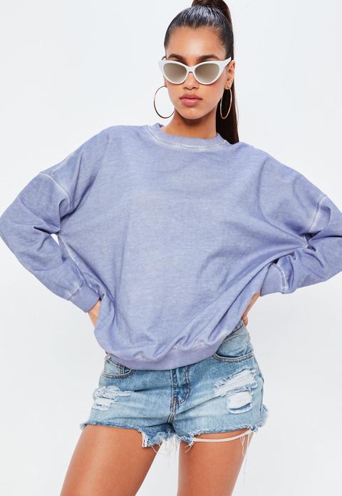 Purple Washed Out Oversized Sweatshirt, Lilac