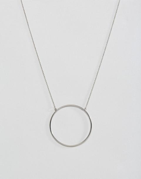 Designb London - Collana Minimal Lunga Con Ciondolo A Forma Di Cerchio - Argento