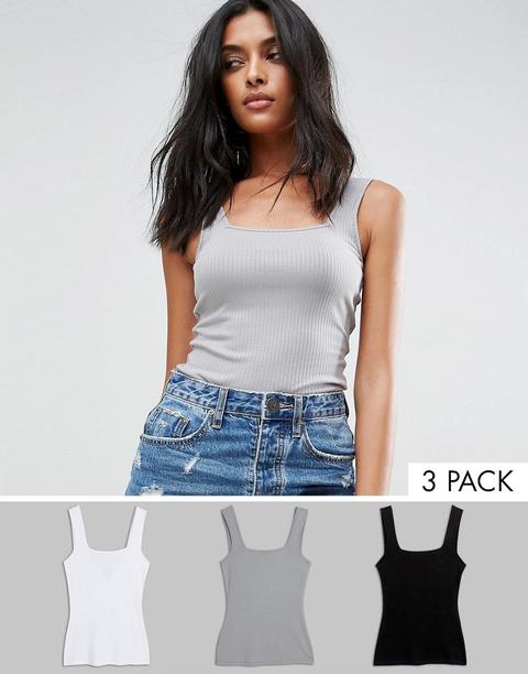 Asos Vest With Square Neck 3 Pack Save 20%