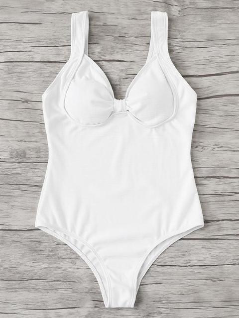 Plain One Pieces & Monokinis Bianco Costume Da Bagno