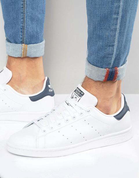 Zapatillas De Deporte De Cuero Blancas M20325 Stan Smith De Adidas Originals-blanco