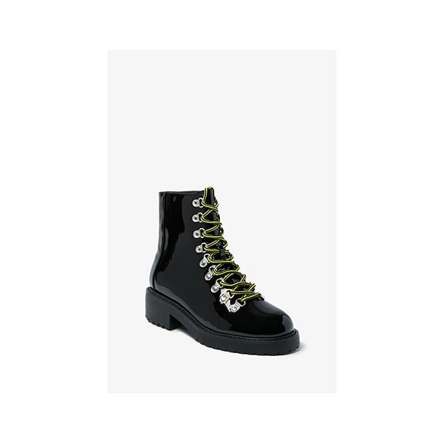 combat boots patent leather