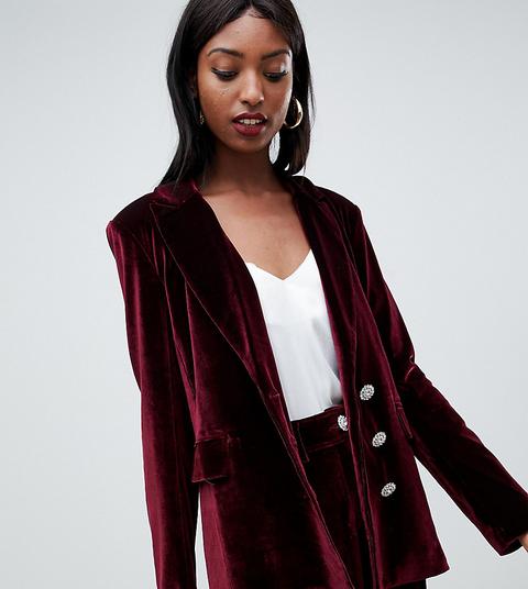 Americana Larga De Terciopelo Con Botones De Strass De Fashion Union Tall