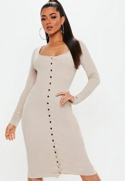 ribbed popper midi dress