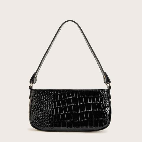 Croc Embossed Baguette Bag