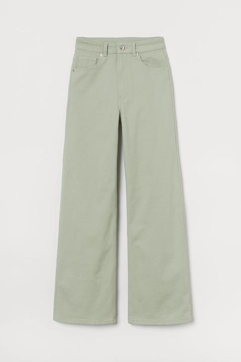 Pantalón Amplio De Sarga - Verde