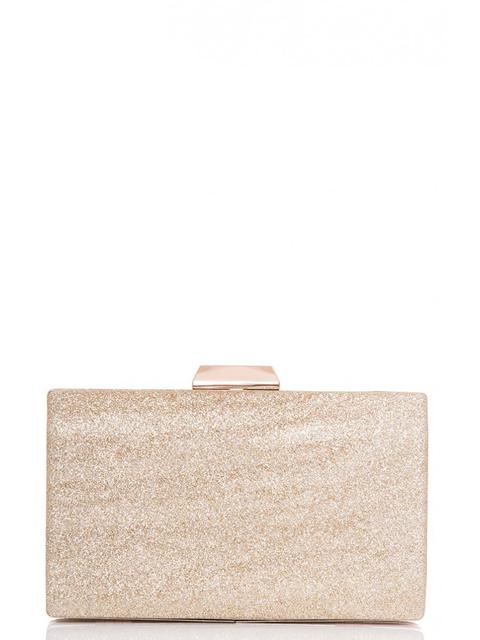 Gold Glitter Box Style Clutch Bag