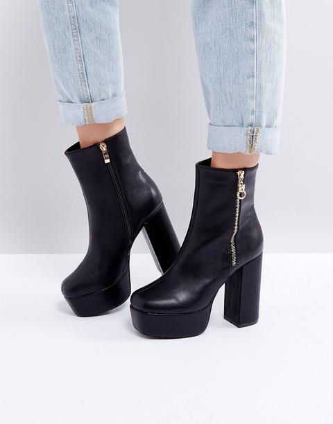 Boohoo - Stivaletti Con Plateau Grosso - Nero