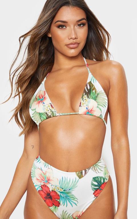 Multi Floral Triangle Bikini Top, Multi