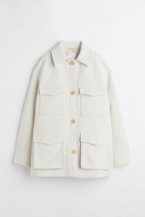 Chaqueta Camisera Oversize - Blanco