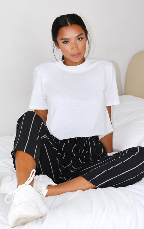 Petite Monochrome Stripe Casual Trousers