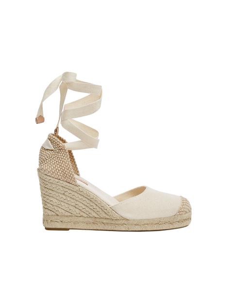 Chaussures Compensées Jute Nouées Beiges