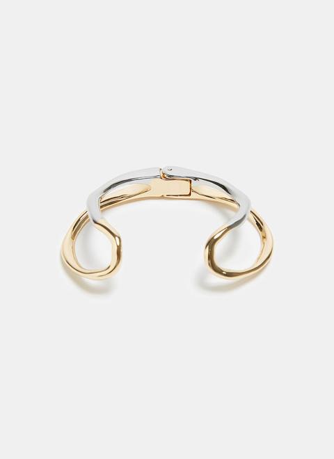 Pulsera Abierta En Metal Bicolor