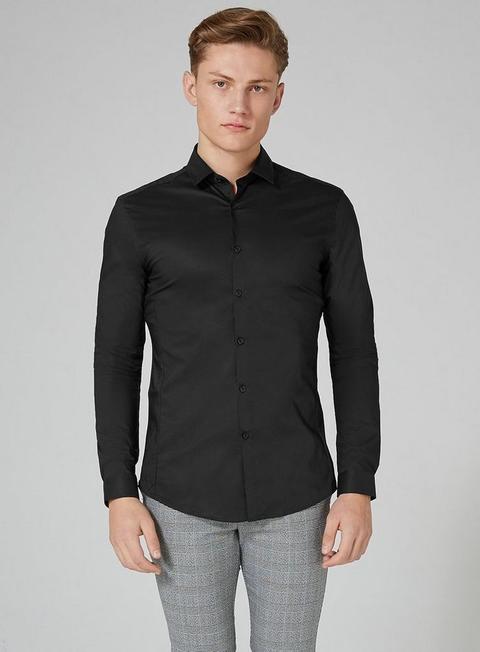 Black Stretch Skinny Smart Shirt