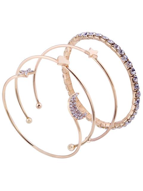 Set Bracciale Polsino Con Stella Di Luna Strass