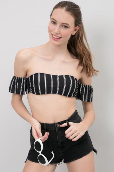 Ruffled Bandeau Bikini Top