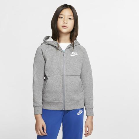 Nike Sportswear Girls' Full-zip Hoodie - Grey