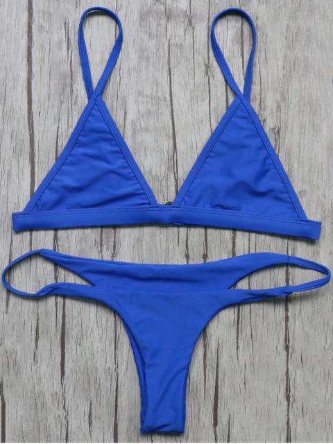 Ungefütterte Bikini Top Mit Tiefem Ausschnitt Und String Unterhose Blue Red Black White