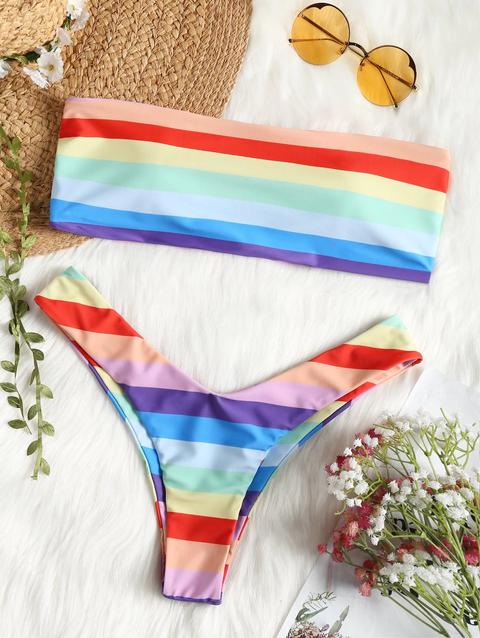 Bikini A Fascia A Righe Di Arcobaleno Multi-a Multi-b Multicolor