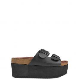 Avril - Black Flatform Sliders