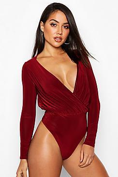 Long Sleeve Wrap Front Bodysuit