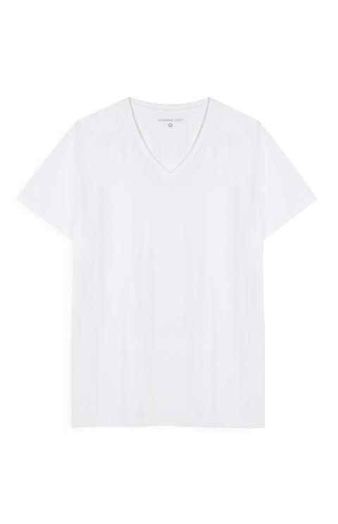 T-shirt Bianca Con Scollo A V