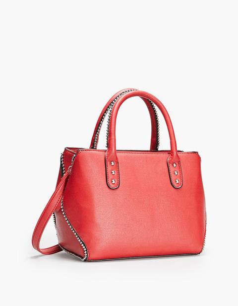 Borsa Tote Con Borchie Rosso