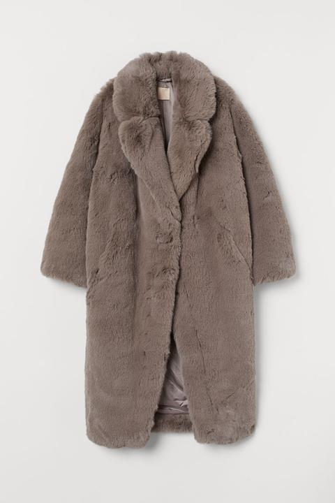 Faux Fur Coat - Grey